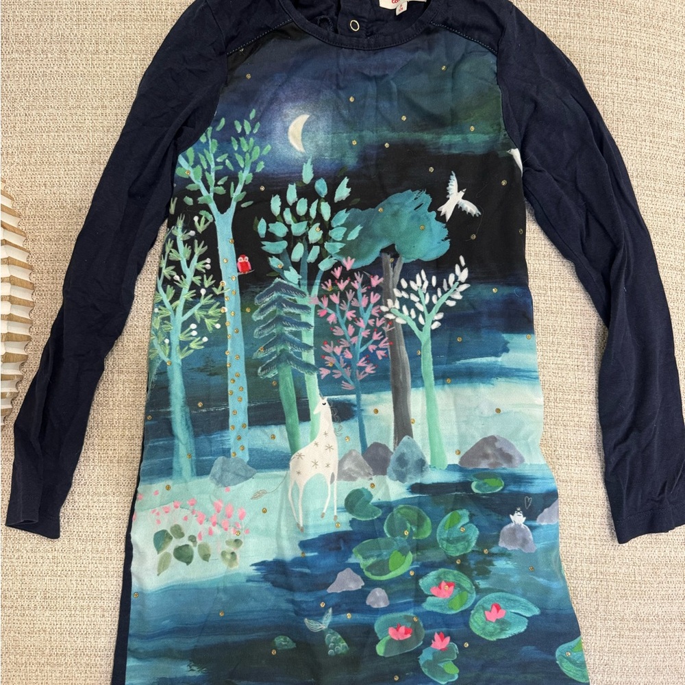 Catimini Navy Blue Forest Print Dress